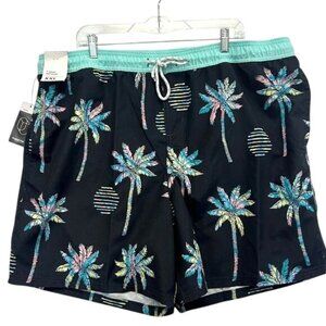Original Use Mens Swim Trunks XXL Black Tropical Doodle Palm Print